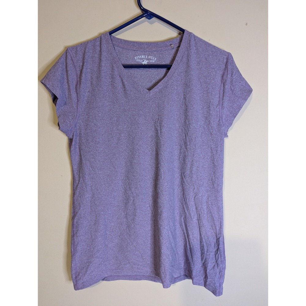 Beverly Hills Polo Club‎ womens L purple v-neck short sleeve shirt top